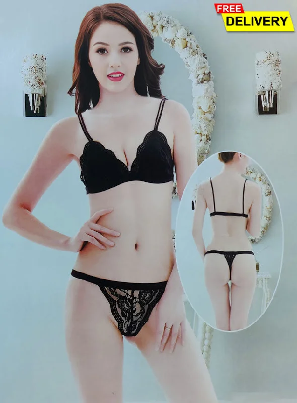 Full Net Non padded Sexy Lingerie Set