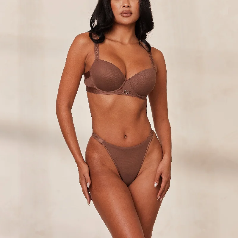 Smooth Mesh T-shirt Bra  - Chestnut