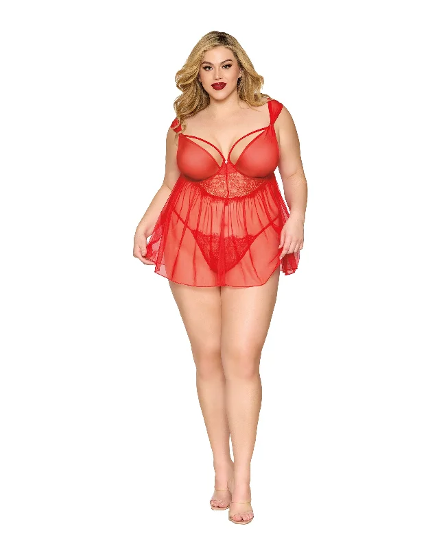 Dreamgirl Plus Size Babydoll & G-String