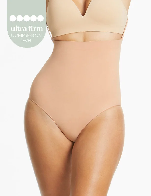 Killer Curves Hi Waisted Hi Cut Brief - Toffee