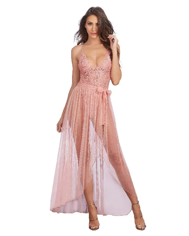 Dreamgirl Mosaic Lace Teddy & Sheer Skirt