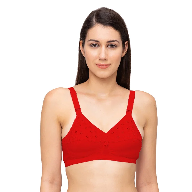 Nari - Cotton Plain Bra Red