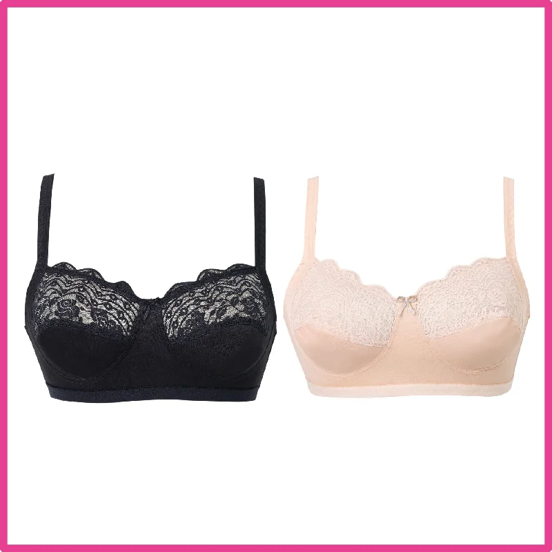 Pack of 2 Soft Mesh Double Layered Sag Lift Non Padded Minimizer Bra