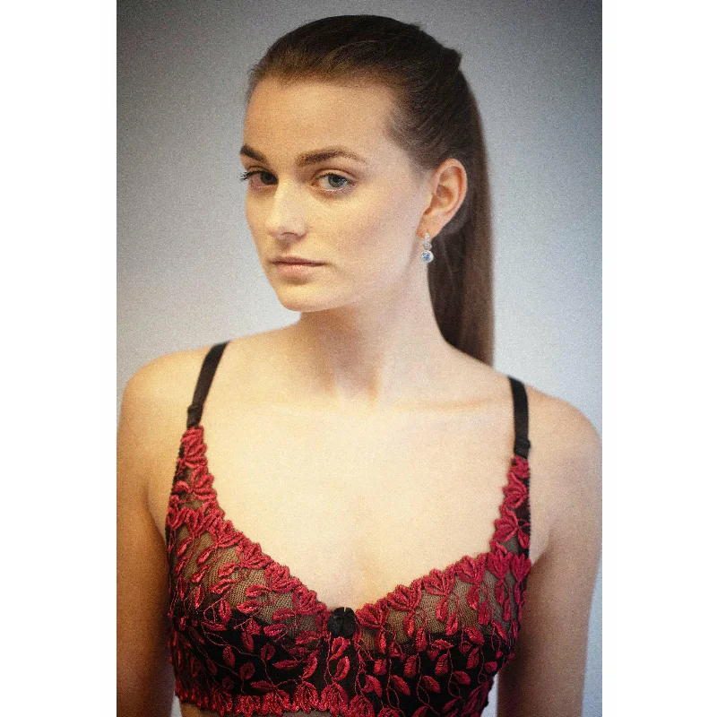 Zinnia - Floral Mesh Low Cut Wired / Non-Wired Full Cup Firm Hold Bra
