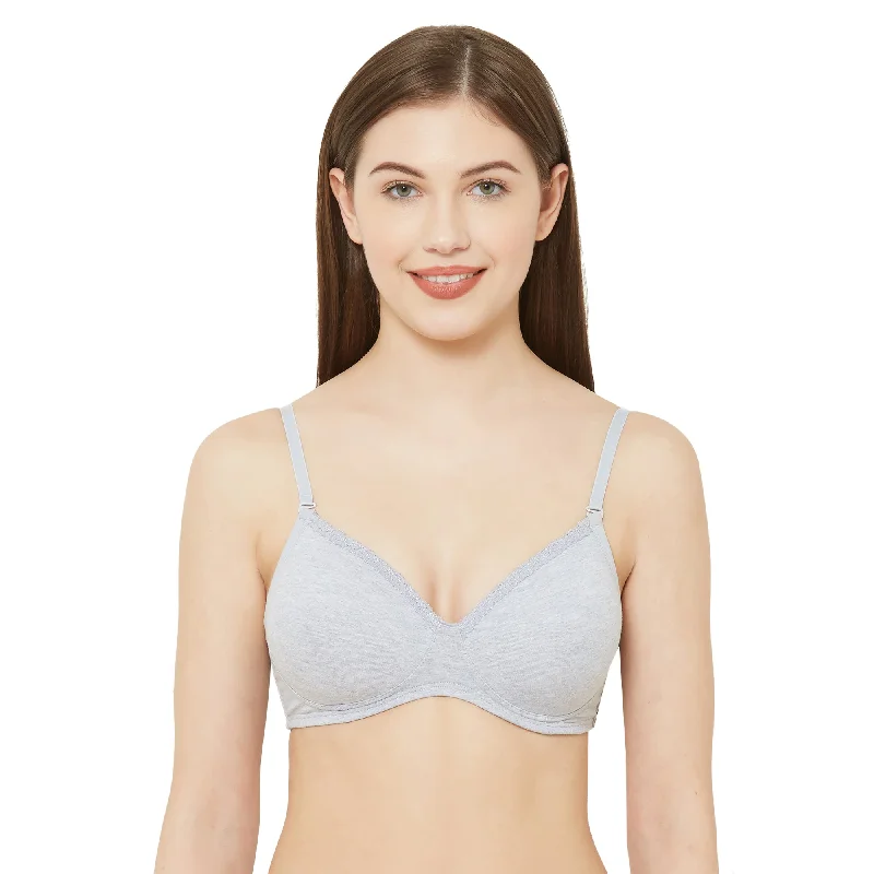 6403-Soft Padded Solid T-shirt Bra Grey