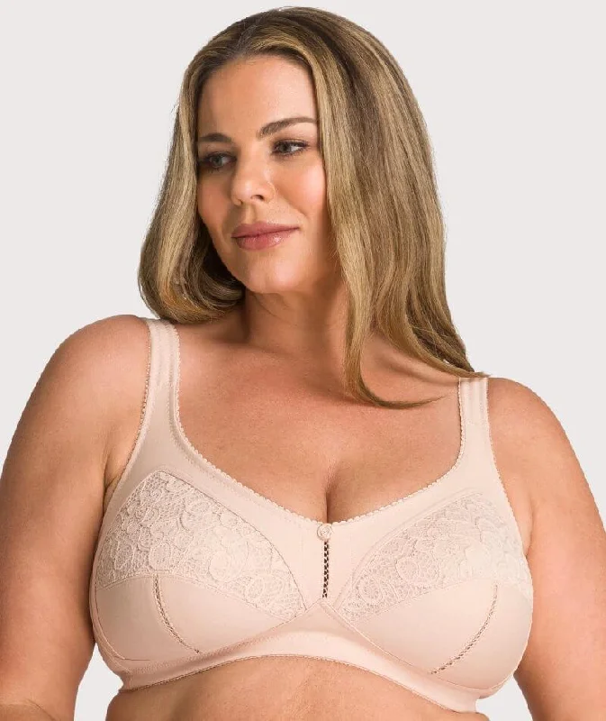 Ava & Audrey Sophia Cotton & Lace Wire-Free Bra - Cappuccino