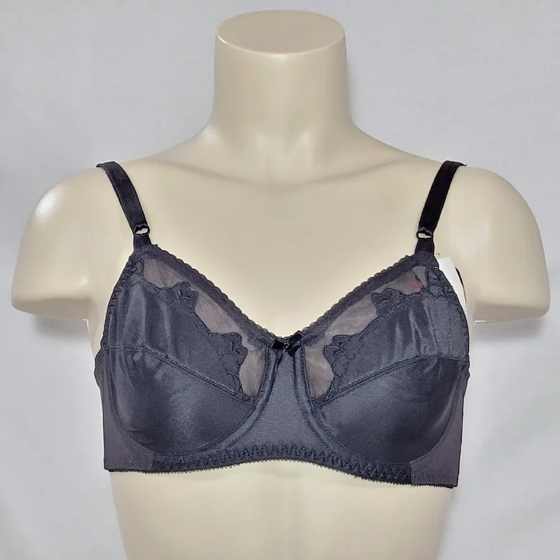 Bali 180 0180 Flower Underwire Bra 40B Black NEW WITH TAGS