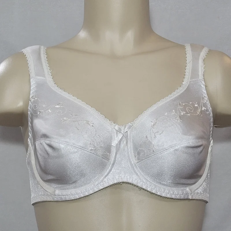 Bali R237 Embroidered Divided Cup Cushioned Strap Underwire Bra 34B Ivory