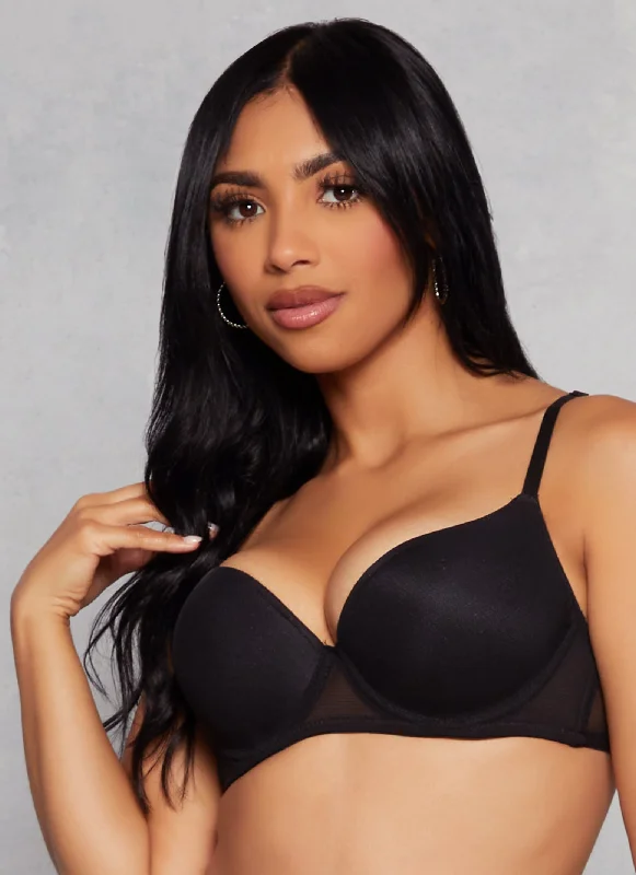 Mesh Detail Plunge Bra