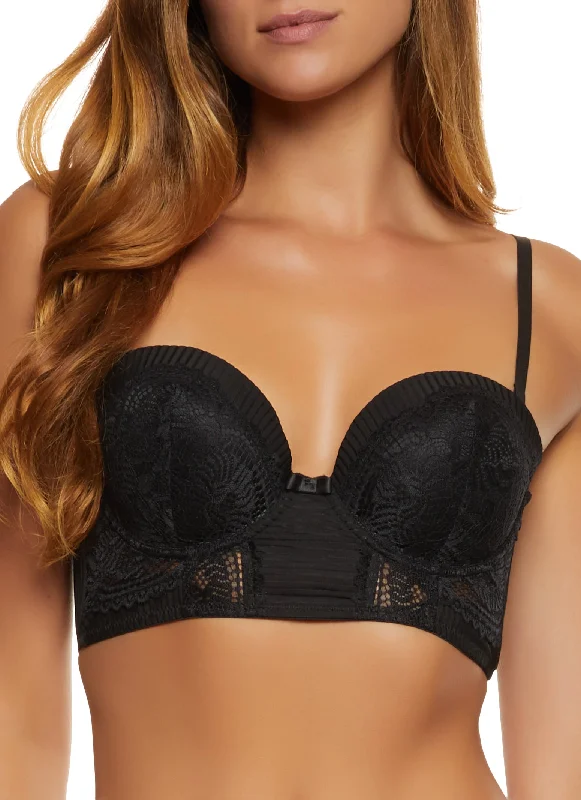 Shadow Stripe Patterned Lace Balconette Bra | Converts to Strapless