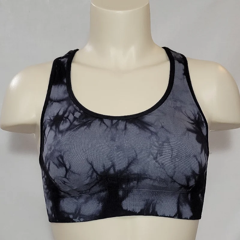 Champion C9 N9659 Womens Seamless Racerback Sports Bra SMALL Gray Black Tie Dye