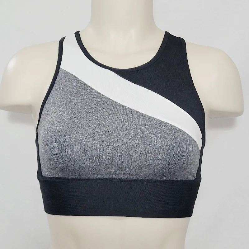 Champion C9 N9683 Asymetrical Longline Wire Free Sports Bra XS X-SMALL Gray White
