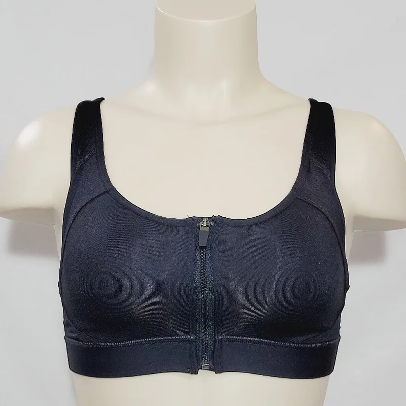 Champion N9643 Power Shape Max Zip Front Wire Free Sports Bra XS X-SMALL Black