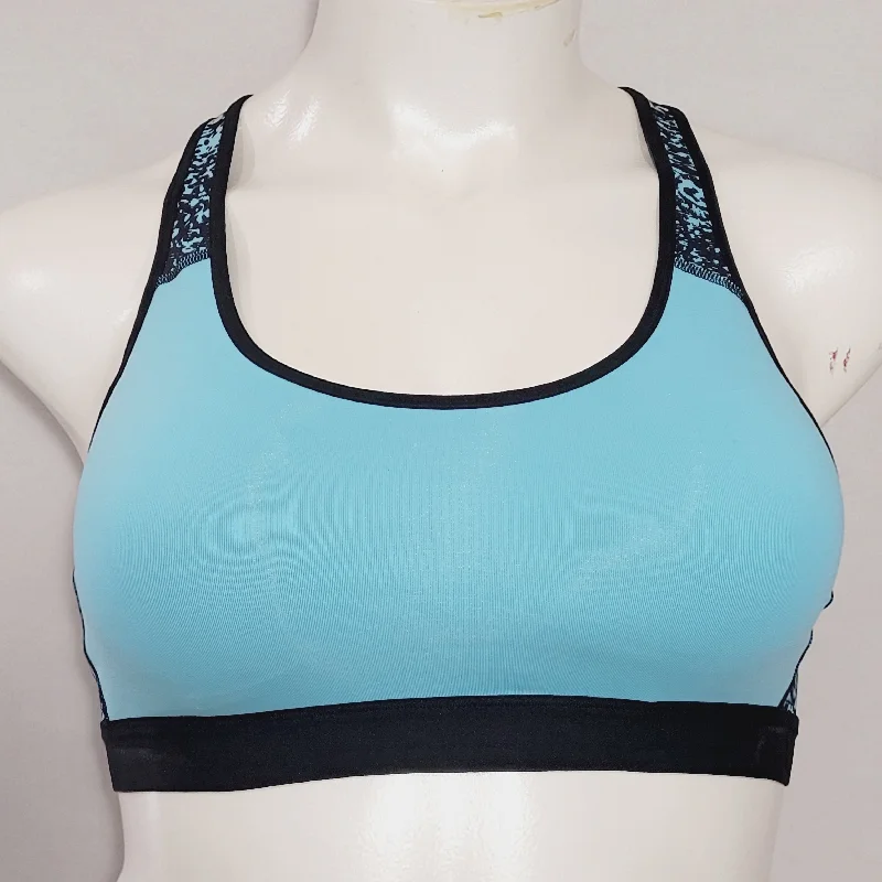 Champion N9678 Power Core Compression Padded Racerback Sports Bra XS X-SMALL Aqua & Black