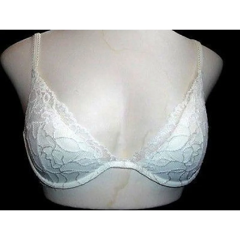 DKNY 458581 Sheer Lace Appeal Deep Plunge Underwire Bra 32D White