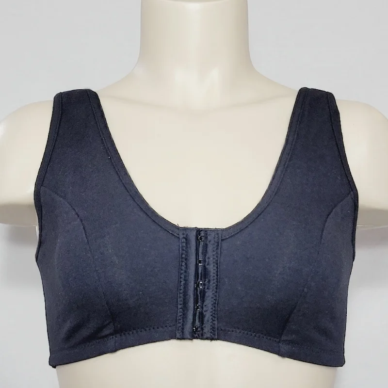 Dr. Rey's Shapewear 90% Cotton Front Close Wire Free Bra SMALL Black NWT