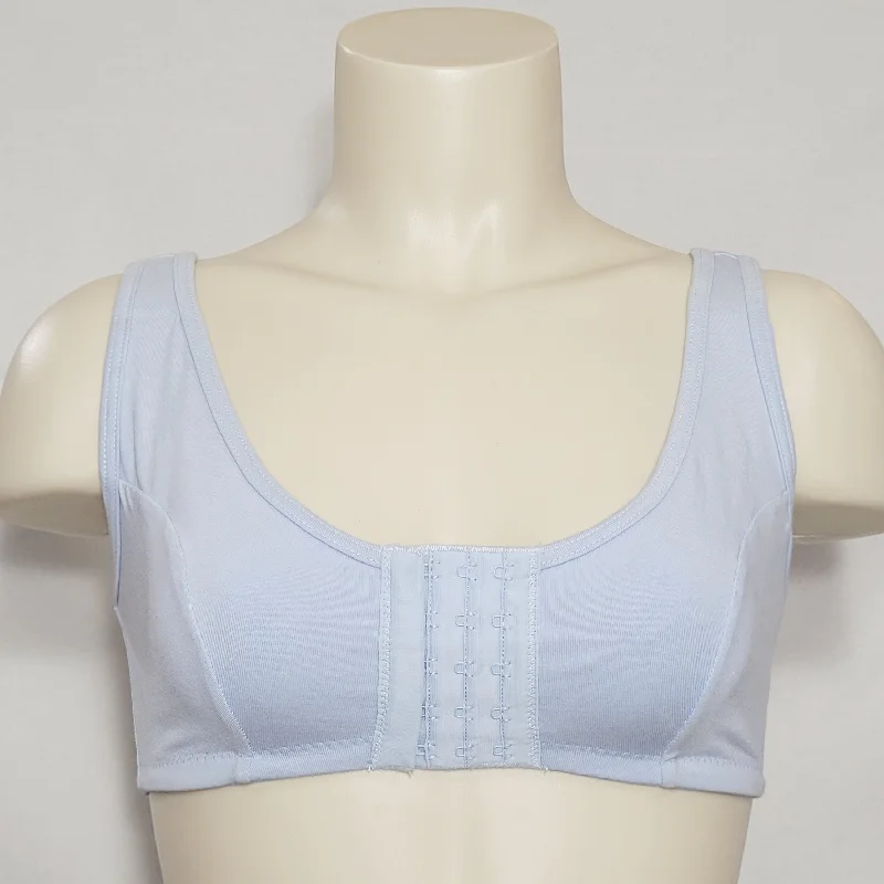 Dr. Rey's Shapewear 90% Cotton Front Close Wire Free Bra SMALL Blue NWT