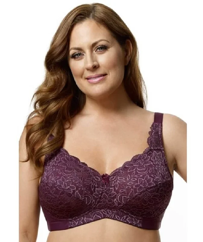 Elila Stretch Lace Wire-Free Bra - Plum