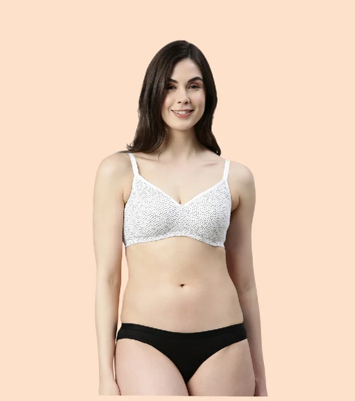 Enamor Fab-Cool A042 Side Support Shaper Stretch Cotton Everyday Bra for Women- High Coverage, Non Padded and Wirefree - Ditsy Dots Print Enamor Fab-Cool A042 Side Support Shaper Stretch Cotton Everyday Bra for Women- High Coverage, Non Padded and Wirefree - Ditsy Dots Print