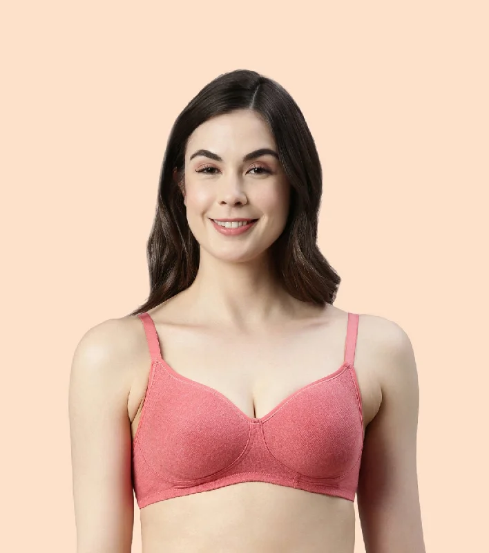 Enamor Fab-Cool A042 Side Support Shaper Stretch Cotton Everyday Bra for Women- High Coverage, Non Padded and Wirefree - Tomato Melange Enamor Fab-Cool A042 Side Support Shaper Stretch Cotton Everyday Bra for Women- High Coverage, Non Padded and Wirefree - Tomato Melange