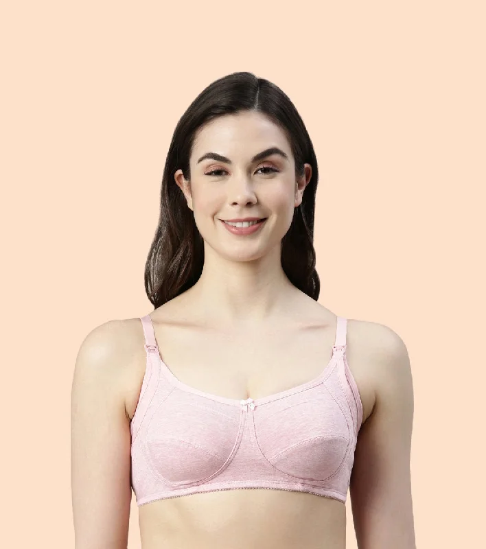 Enamor Eco-Melange MT02 Sectioned Lift and Support Cotton Nursing Bra for Women- High Coverage, Non Padded and Wirefree - Orchid Melange Enamor Eco-Melange MT02 Sectioned Lift and Support Cotton Nursing Bra for Women- High Coverage, Non Padded and Wirefree - Orchid Melange