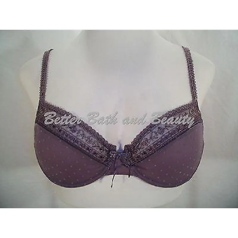 Etam 6389662 Semi Sheer Lace Balconette Underwire Bra 34C Purple