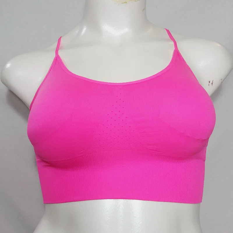 Everlast Wire Free Low Impact Racerback Sports Bra LARGE Bright Pink NWT