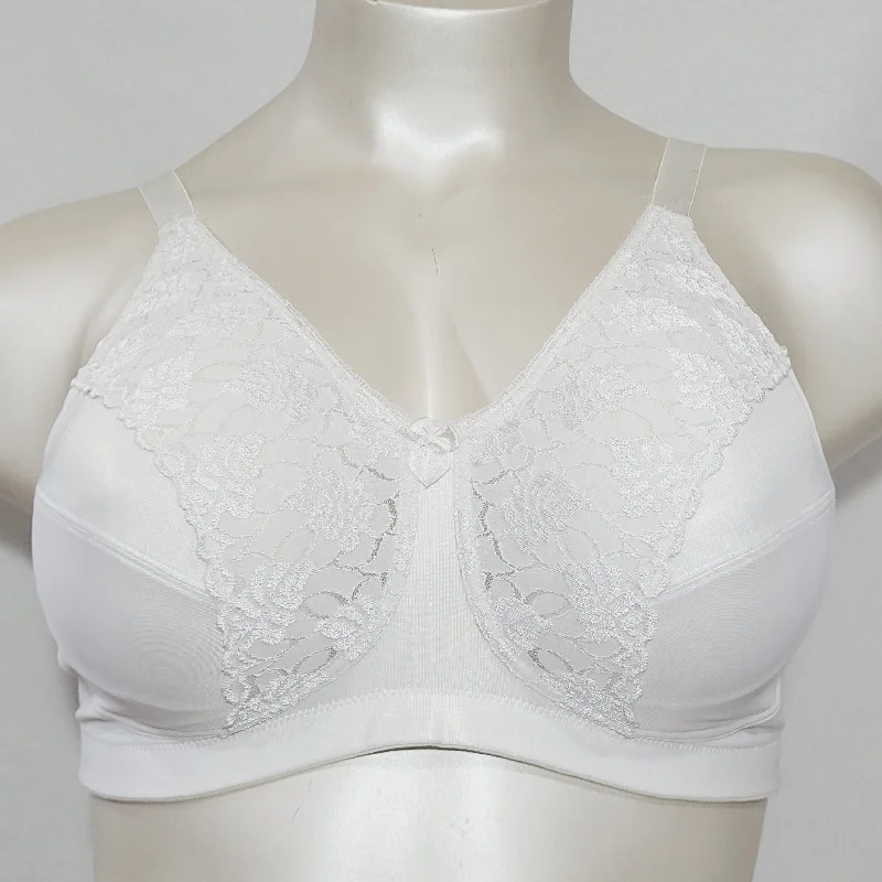 Exquisite Form 2526 Comfort Band Wire Free Lace Trim Bra 44C White NWOT