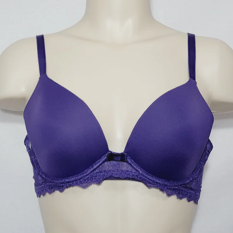Gap Body Favorite Plunge Lace Trim Underwire Bra 36B Purple