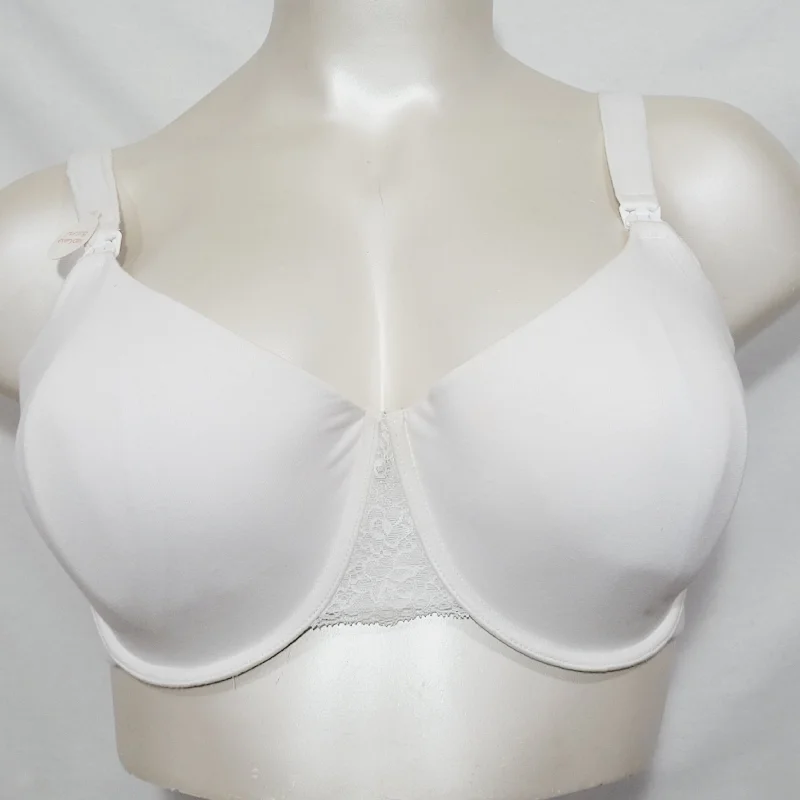 Gilligan O'Malley 88% Cotton Nursing Maternity Lace Trim UW Bra 42DD White NWT