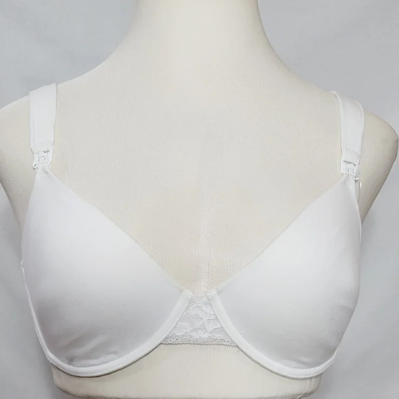 Gilligan O'Malley 90% Cotton Nursing Maternity Lace Trim UW Bra 34DDD White NWT