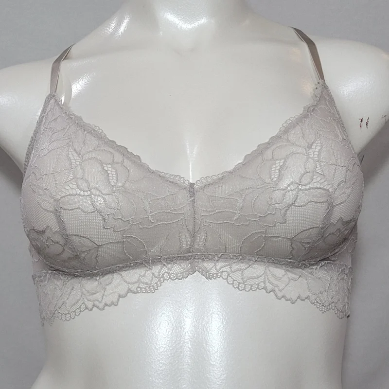 Gilligan OMalley Floral Lace Bralette Bra Size XS X-SMALL Morning Fog Gray NWT