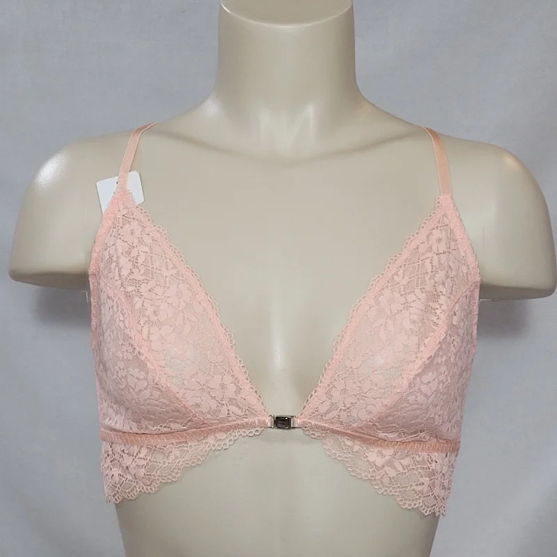 Gilligan O'Malley Front Close Sheer Lace Y-Back Wire Free Bra Bralette SMALL Peach Divine Gilligan O'Malley Front Close Sheer Lace Y-Back Wire Free Bra Bralette SMALL Peach Divine