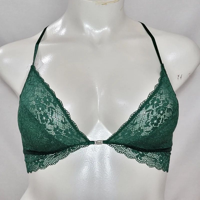 Gilligan O'Malley Front Close Sheer Lace Y-Back Wire Free Bra Bralette XS X-SMALL Arugula Green Gilligan O'Malley Front Close Sheer Lace Y-Back Wire Free Bra Bralette XS X-SMALL Arugula Green
