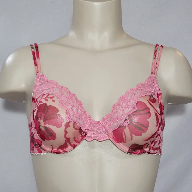 Gilligan O'Malley Sheer Mesh Underwire Bra 34B Pink Floral