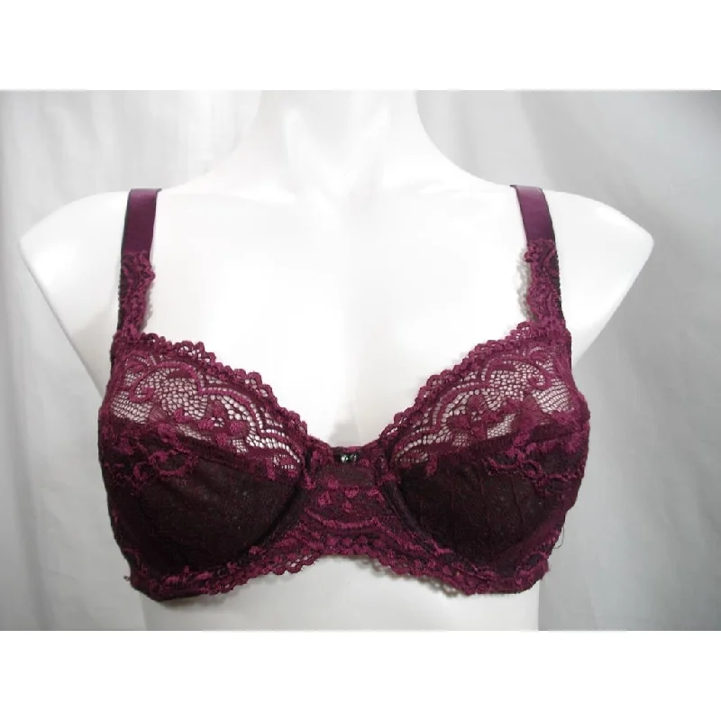 Grenier 8479 Full Figure Serenade Underwire Stretch Lace Bra 32C Burgundy NWT