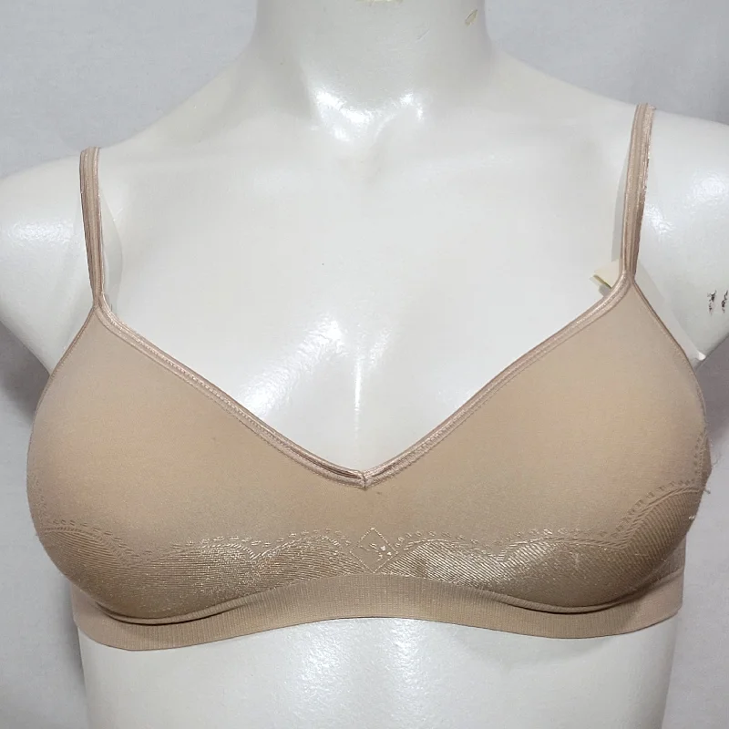 Hanes HC89 Comfort Flex Fit Comfort Support WireFree Bra XS X-SMALL Nude NWT