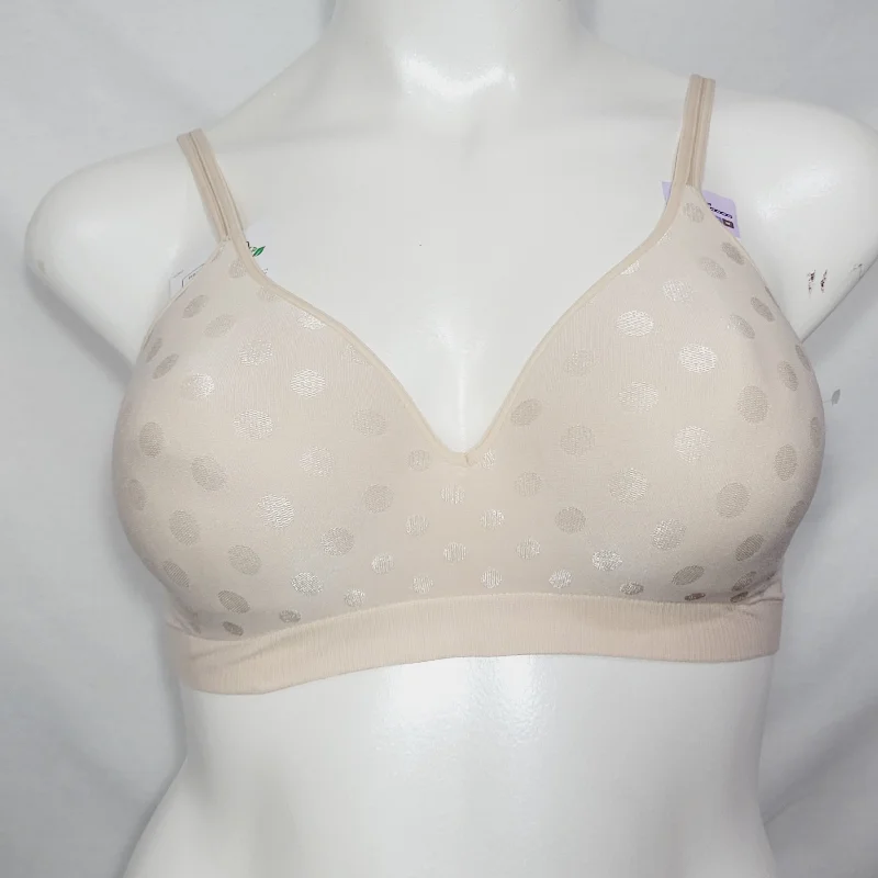 Hanes HU08 HP08 G260 Wire Free Soft Cup Bra LARGE Nude DOTS NWT
