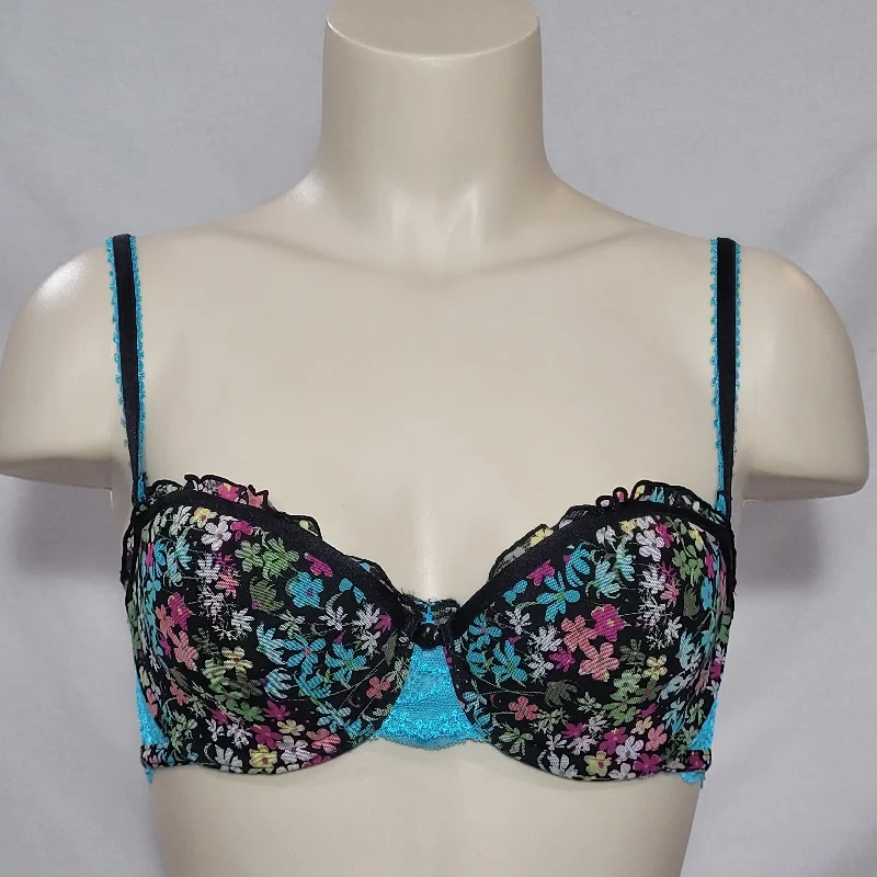 Jezebel 12085 Rockstar Balconette Convertible Underwire Bra 34C Blue Floral