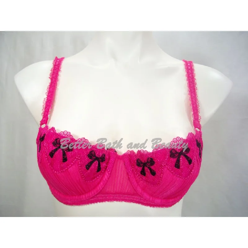 Jezebel 12271 Lace Trimmed Lulu Contour Underwire Bra 34B Pink & Black
