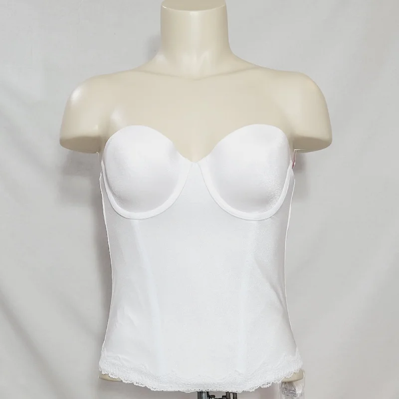 Jezebel 30242 Lace Attraction Bustier Longline Bridal Underwire Bra 34DD White