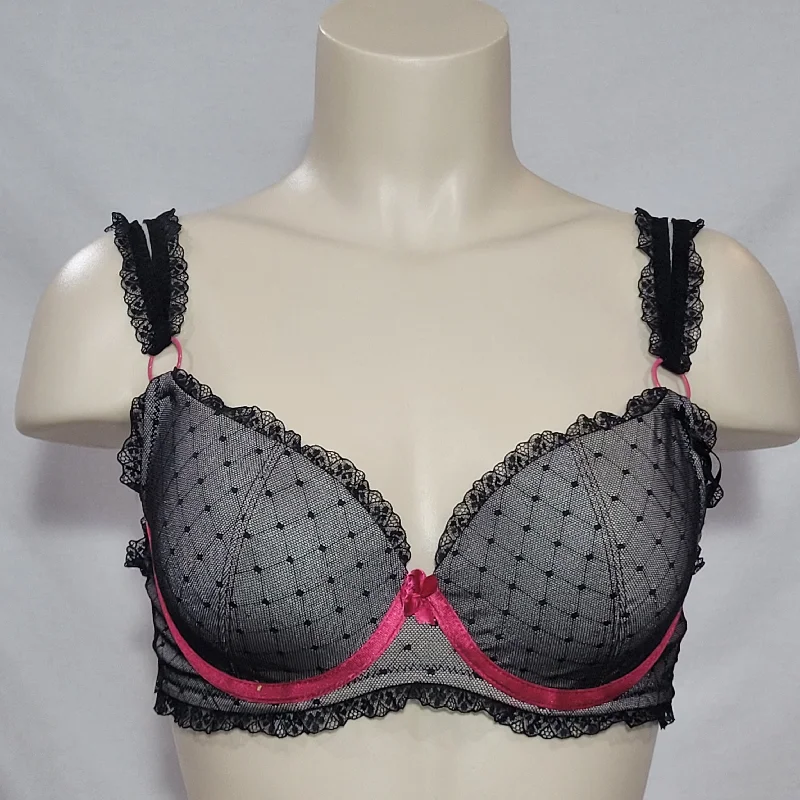 Kardashian Kollection Burlesque Demi Molded Cup Lace Underwire Bra 34B Black