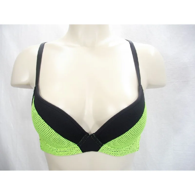 La Isla Racerback Lift Comfort Mesh Foam Push Up Underwire Sports Bra 32B Green