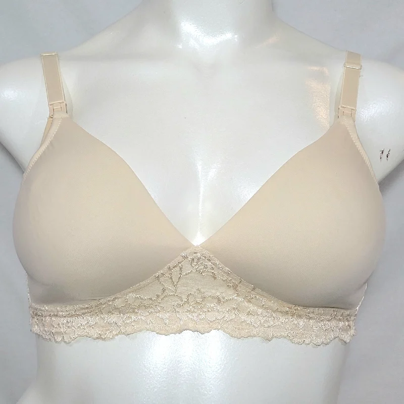 Leading Lady 405 Molded Seamless Lace-Frame Wirefree Nursing Bra 36D Ivory