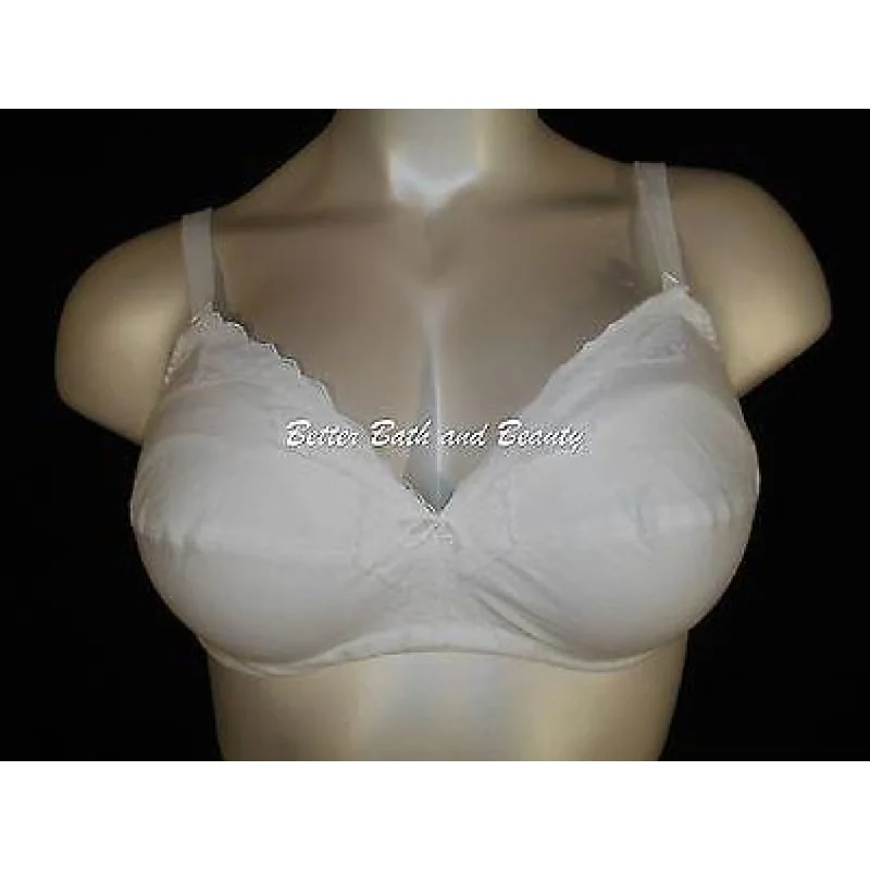 Leading Lady 437 Luxurious Nursing 100% Cotton Lace Trim Wire Free Bra 42D White