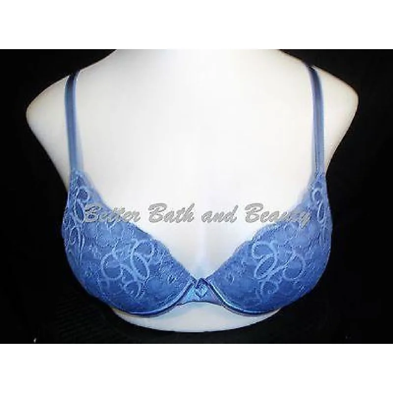 Lily of France 2131701 Soiree Extreme Ego Boost Lace UW Bra 34B Blue NWT