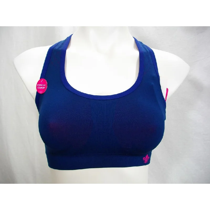 Lily Of France 2151801 Reversible Medium-Impact Wire Free Sports Bra SMALL Navy Pink