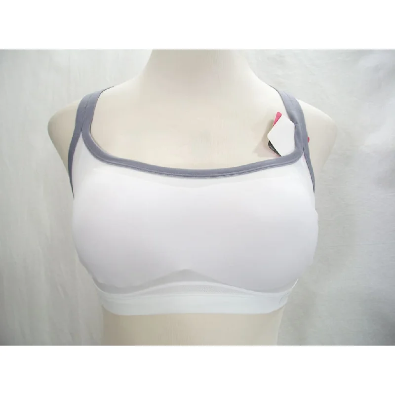 Lily of France 2151901 Cross Back Medium Impact Wire Free Sport Bra MEDIUM White