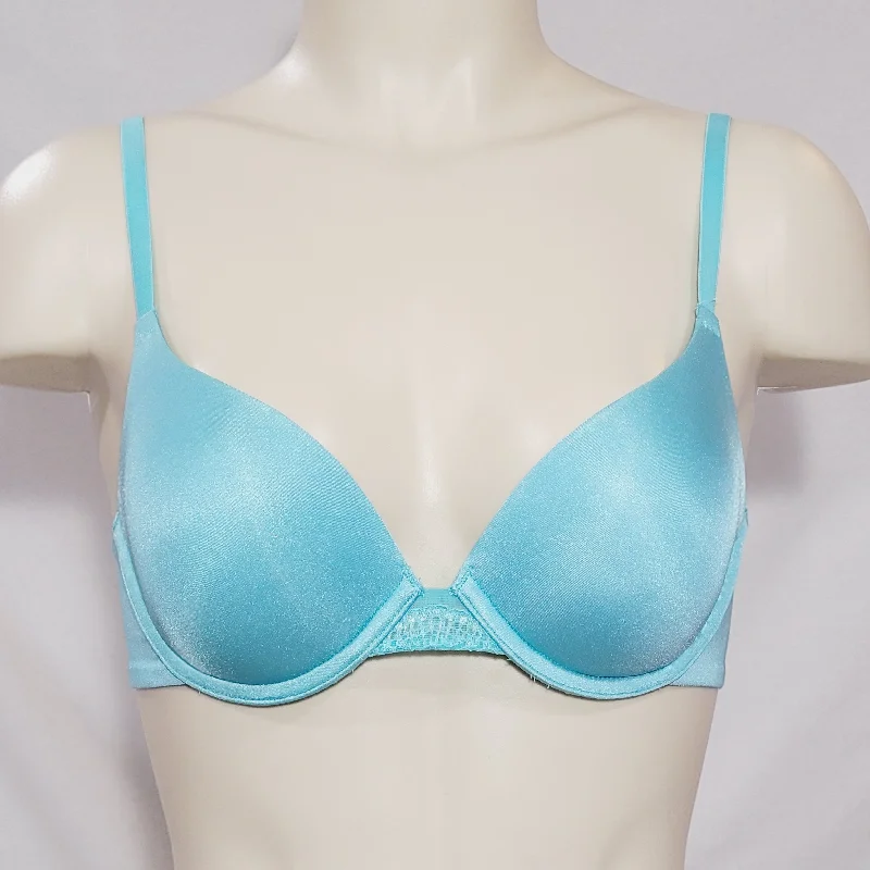 Lily of France 2175175 Extreme Lacy Looks Push Up Underwire Bra 34A Simply Aqua