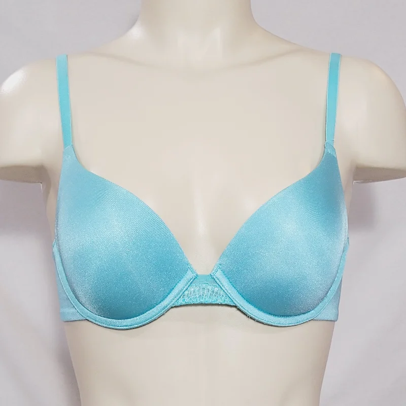Lily of France 2175175 Extreme Lacy Looks Push Up Underwire Bra 34B Simply Aqua